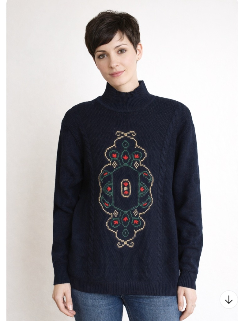 Liz Claiborne Navy 100% Wool Sweater Size L